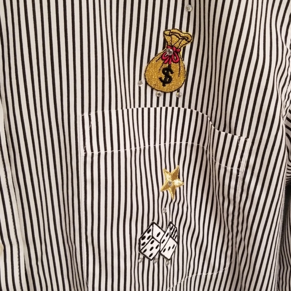Las Olas Striped Button Down Casino Shirt in Small - Picture 5 of 8